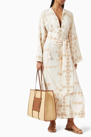 Wild Savannah-print Belted Maxi Dress