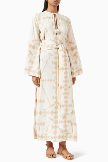 Wild Savannah-print Belted Maxi Dress