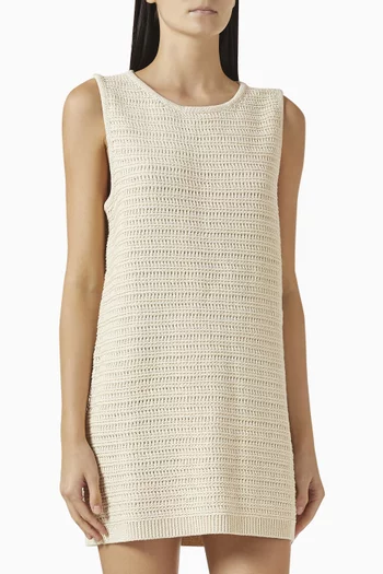 فستان قصيرة نسيج كروشيه مزيج قطن