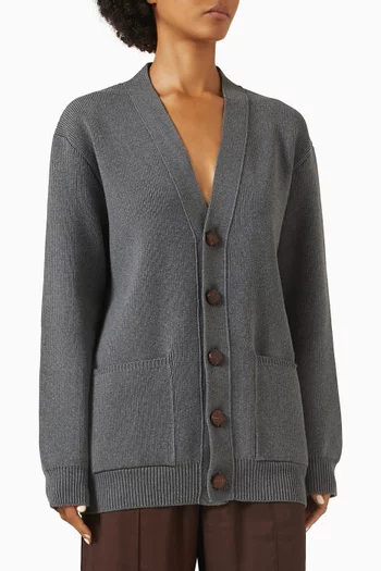 كارديغان دارنيل بقصة فضفاضة مزيج قطن