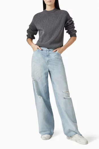 سترة بفتحة رقبة مستديرة نسيج قطن