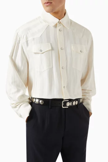 حزام ترينيداد مرصع بالحلي جلد بلون باهت