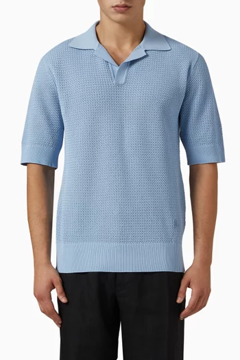 Micro-pattern Polo Shirt in Cotton Knit