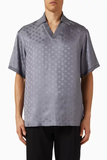 DG Logo Polo Shirt in Silk-jacquard