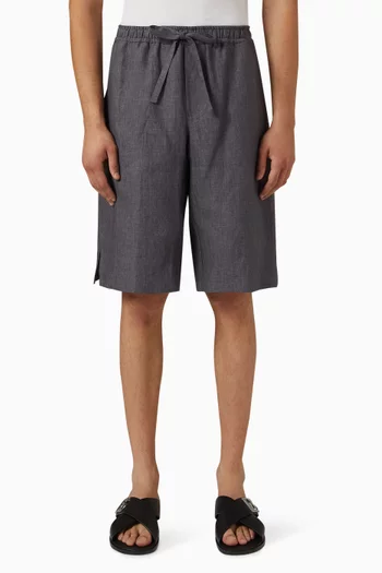 Elasticated Shorts in Linen Canvas