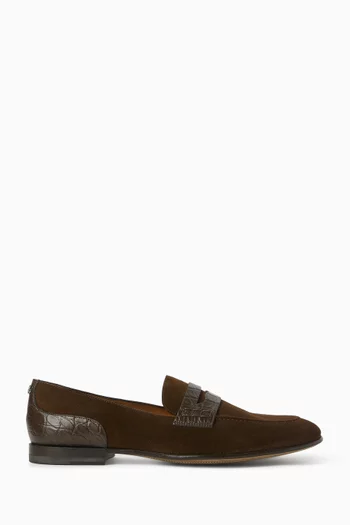 Loafers in Split Suede & Leather