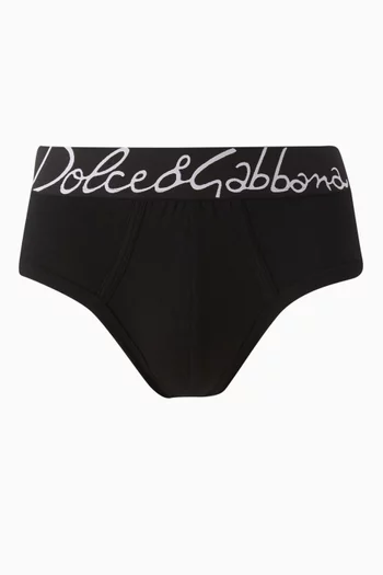 Script Logo Mid-rise Briefs in Stretch Jersey