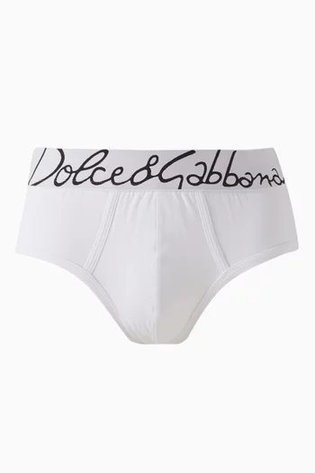 Script Logo Mid-rise Briefs in Stretch Jersey