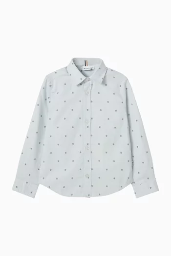 قميص بنقشة شعار حرف B مزدوج قطن