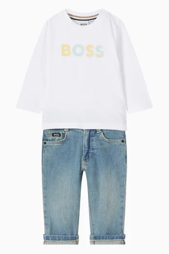 Logo Patch Jeans in Denim