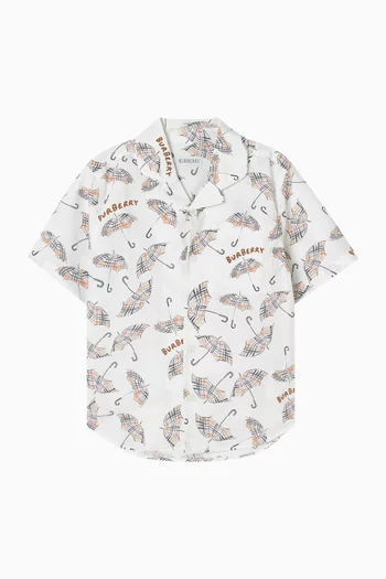 قميص قطن بوبلين بنقشة مربعات ومظلات