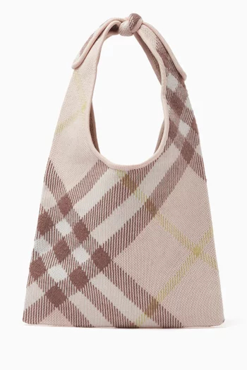 Check Tie Bag in Wool-knit