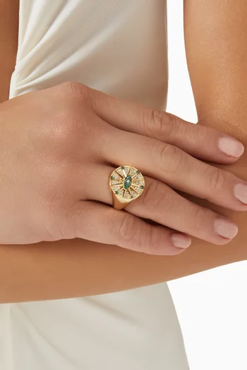 O'hara Diamond & Emerald Ring in 18kt Gold