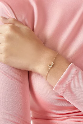 Oula XS Arabic Letter 'Lam' Diamond Bracelet in 18kt Gold