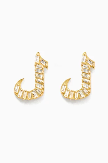 Oula XS Arabic Letter 'Lam' Diamond Earrings in 18kt Gold