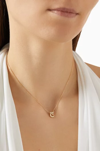 XS Oula Arabic Letter 'Jeem' Diamond Pendant Necklace in 18kt Gold