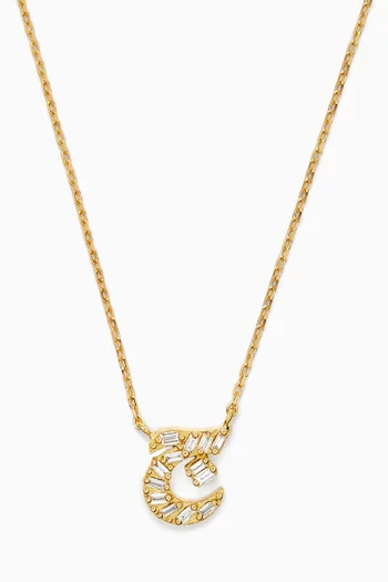 XS Oula Arabic Letter 'Jeem' Diamond Pendant Necklace in 18kt Gold