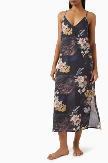 Love-print Slip Nightie in Organic-cotton