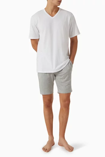V-Neck Lounge T-shirts in Stretch-Cotton, Set of 3