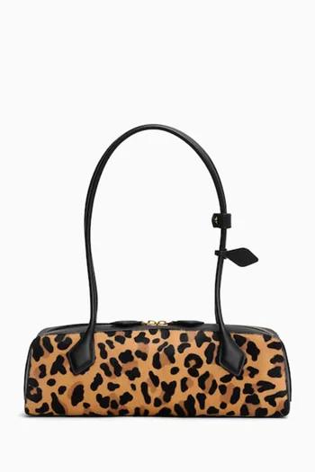 حقيبة كتف لو تيكل متوسطة ‏شمواه جلد عجل بنقشة جلد الحيوانات