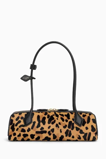 حقيبة كتف لو تيكل متوسطة ‏شمواه جلد عجل بنقشة جلد الحيوانات