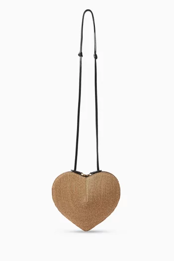 Le Coeur Crossbody Bag in Raffia