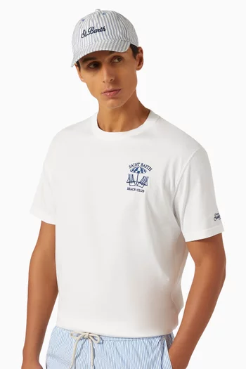 St. Barth Striped Baseball Cap in Linen