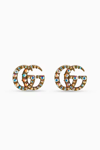 GG Marmont Crystal Earrings in Brass
