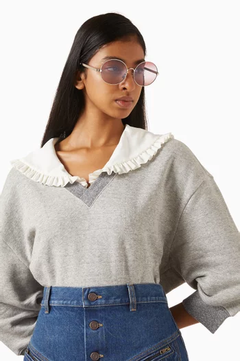 Oversized Round Sunglasses in Metal