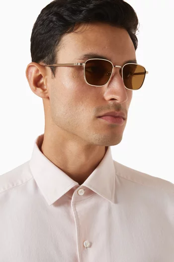Square Sunglasses in Gold-tone Metal
