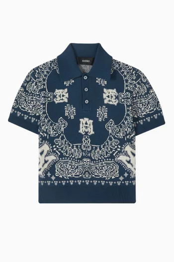 Bandana Print Polo Shirt in Cotton