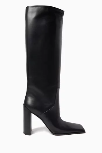 Square 90 Knee Boots in Leather