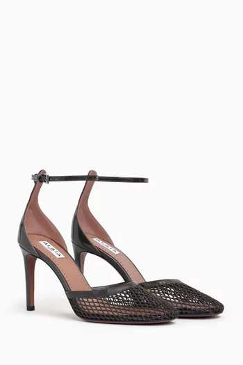 High Fishnet 90 Pumps in Patent Leather