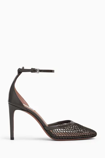 High Fishnet 90 Pumps in Patent Leather