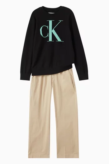Monogram Logo Sweater in Cotton-blend Knit