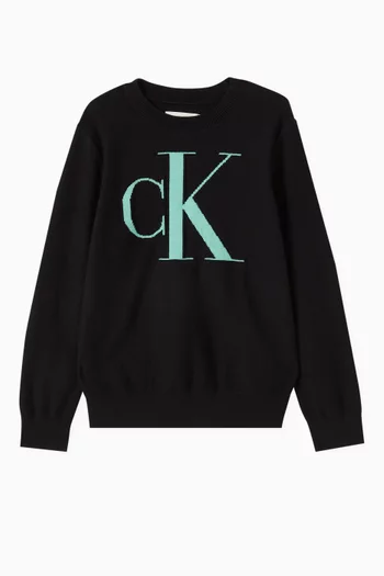 Monogram Logo Sweater in Cotton-blend Knit