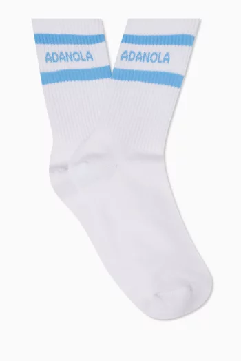 Logo Stripe Socks in Organic Cotton Blend