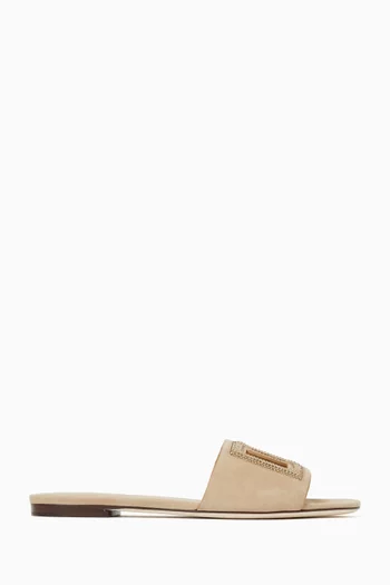 Bianca Logo-detail Slide Sandals in Suede