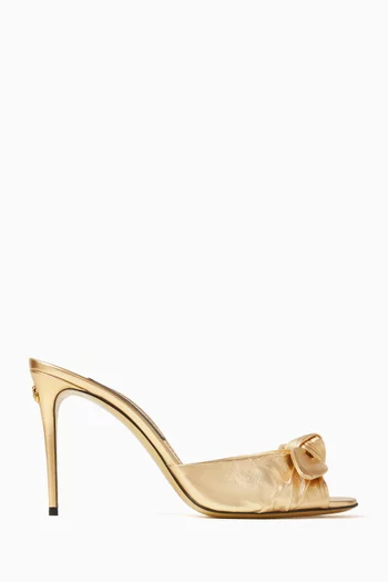 90 Bow Mules in Metallic Leather