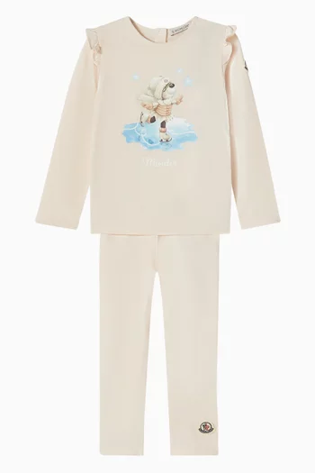 Ice-skating Bear Print T-shirt