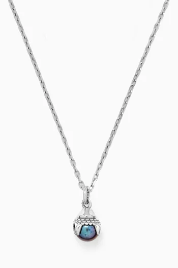 Black Pearl Pendant Necklace in Sterling Silver