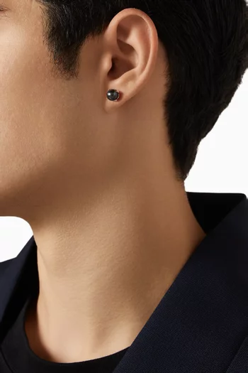 Black Pearl Single Stud Earring in Sterling Silver