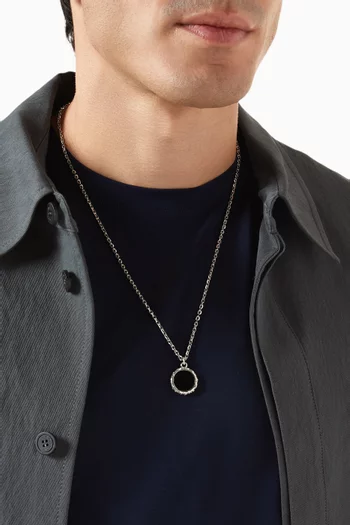 Onyx Flourish Amulet Necklace in Sterling Silver
