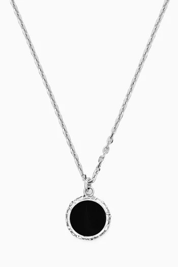 Onyx Flourish Amulet Necklace in Sterling Silver