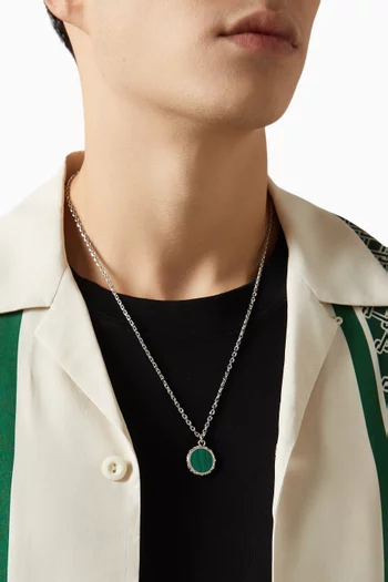 Malachite Flourish Amulet Necklace in Sterling Silver