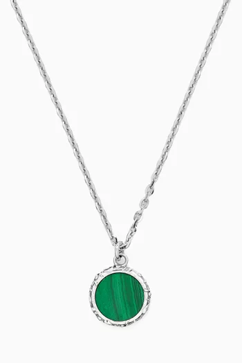 Malachite Flourish Amulet Necklace in Sterling Silver