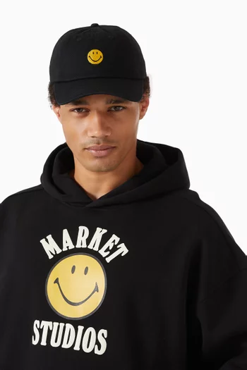 Smiley Badge Baseball Cap in Canvas