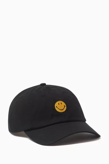 Smiley Badge Baseball Cap in Canvas