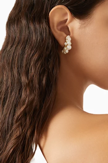 Cluster Pearl Stud Cuff Earrings in 14kt Gold-plated Brass