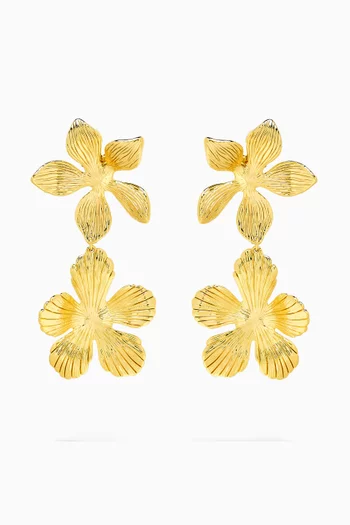 Large Begonia Drop Earrings in Gold-plated Metal